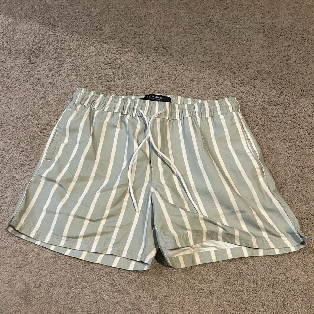 Cotton On Mint Green Striped Swim Trunk